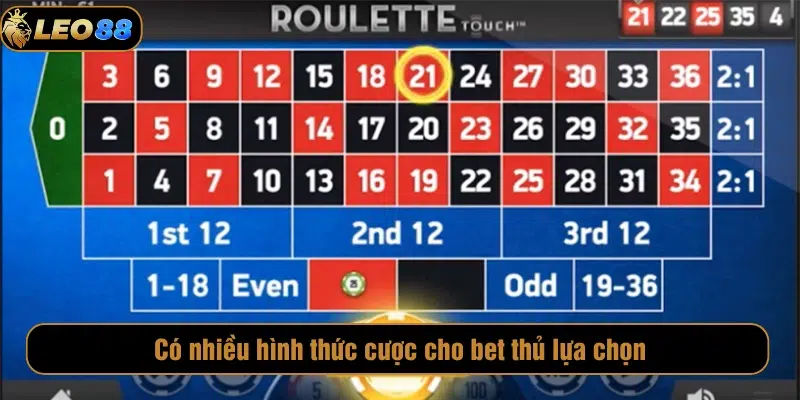 Có nhiều hình thức cược cho bet thủ lựa chọn 