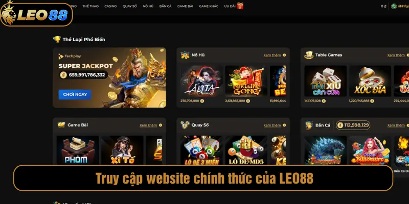 Truy cập website chính thức của LEO88