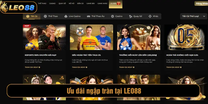 Ưu đãi ngập tràn tại LEO88